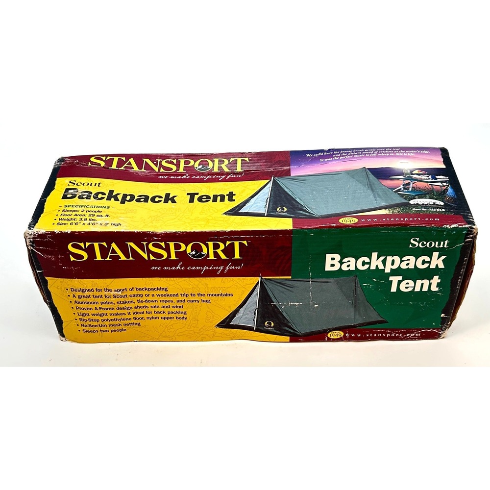 Vintage NOS Stansport Scout Backpack Tent 2 Person Green A-Frame 713-84-B SEALED